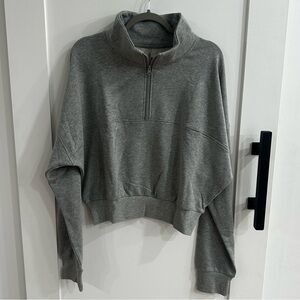 FBF Body Nicole Ari Parker Grey Quarter-Zip Crop Pullover Size 3X